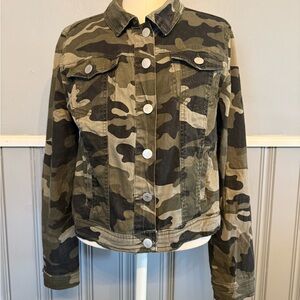 Green and Brown Jean Jacket with Military Style